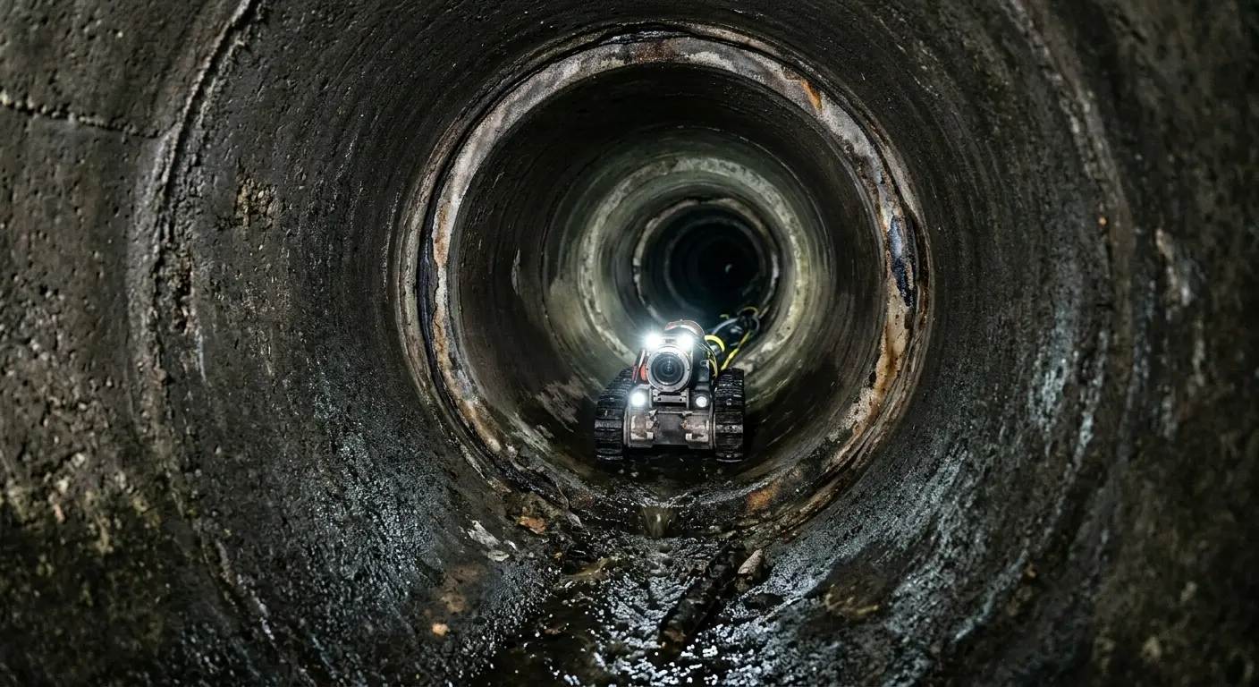 Robotic sewer camera inspecting pipe interior for Sewer Line Cleaning in Belvedere Park